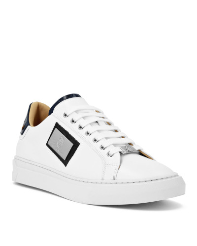 Croco Printed Nappa Leather Lo-Top Sneakers