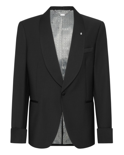 Wool and Satin Regular Fit Tuxedo Blazer