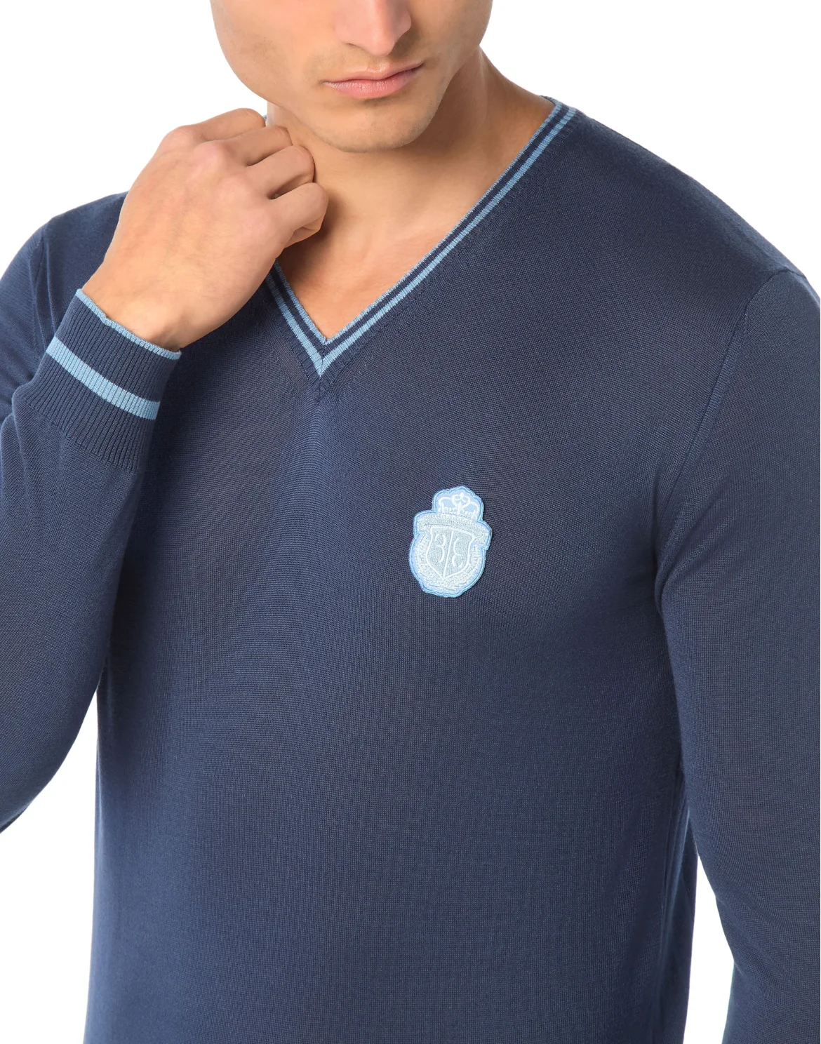 Pullover V-Neck LS "Florent", цвет: Синий