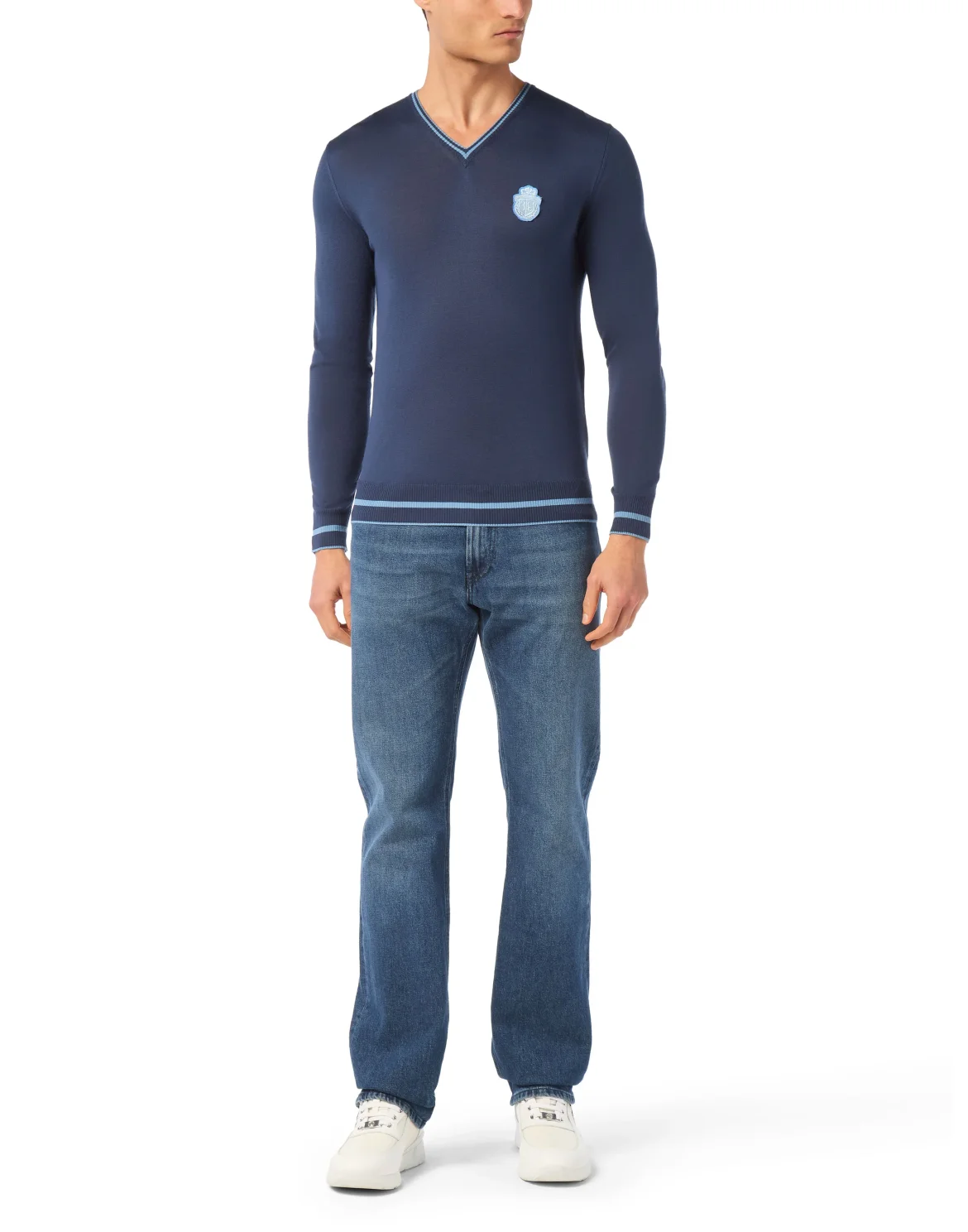 Pullover V-Neck LS "Florent", цвет: Синий