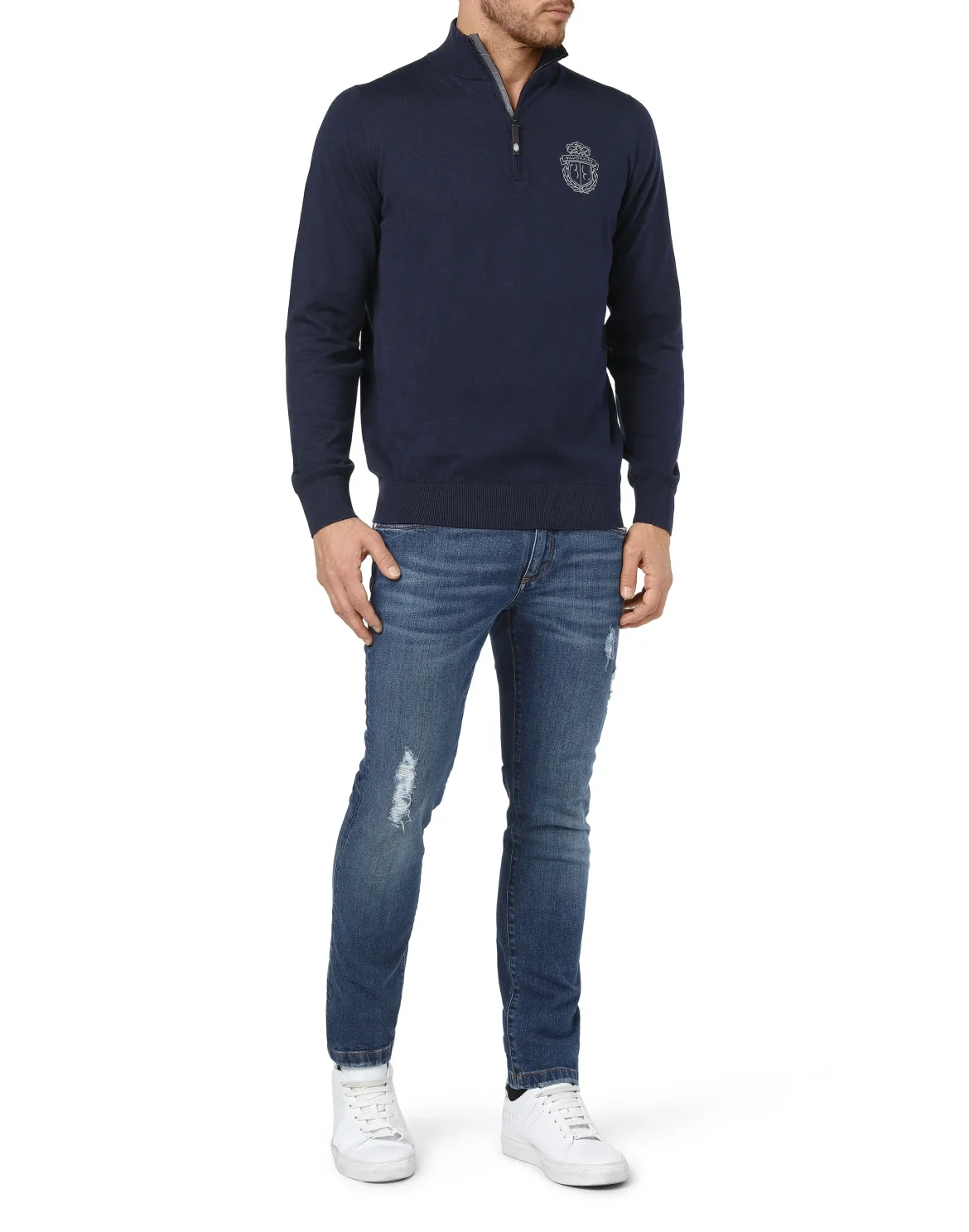 Pullover zip mock Crest, цвет: Синий