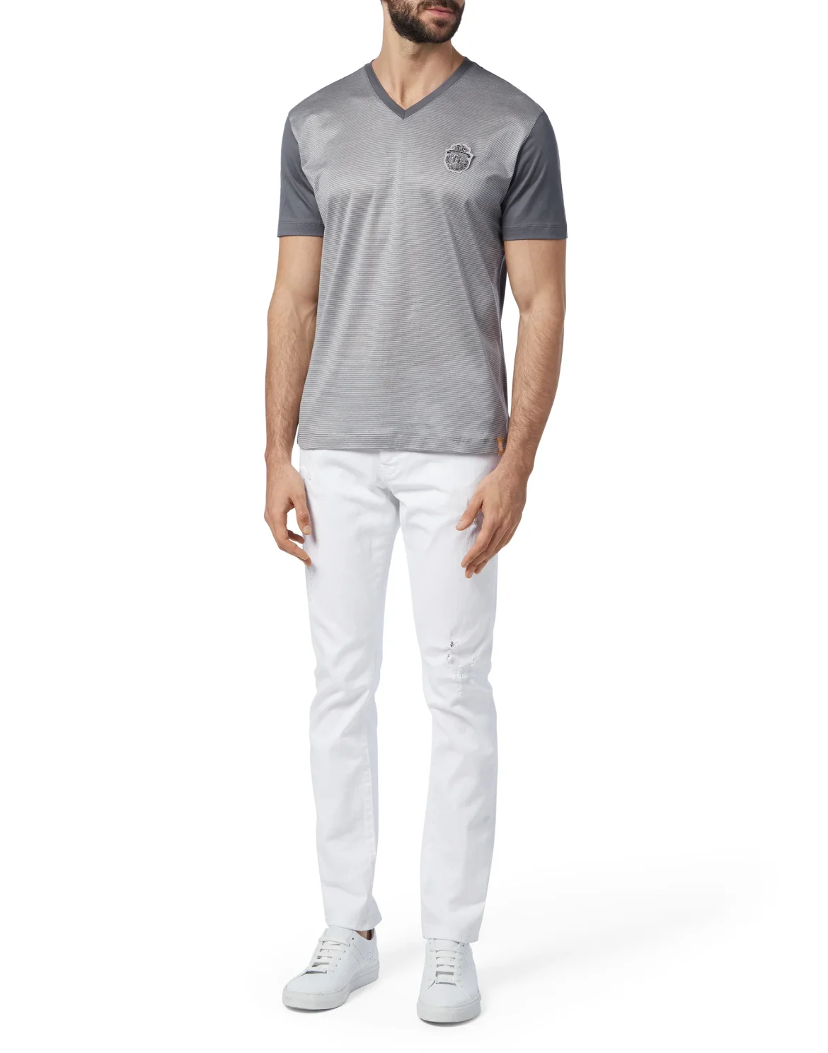T-shirt V-Neck SS Crest, цвет: Серый