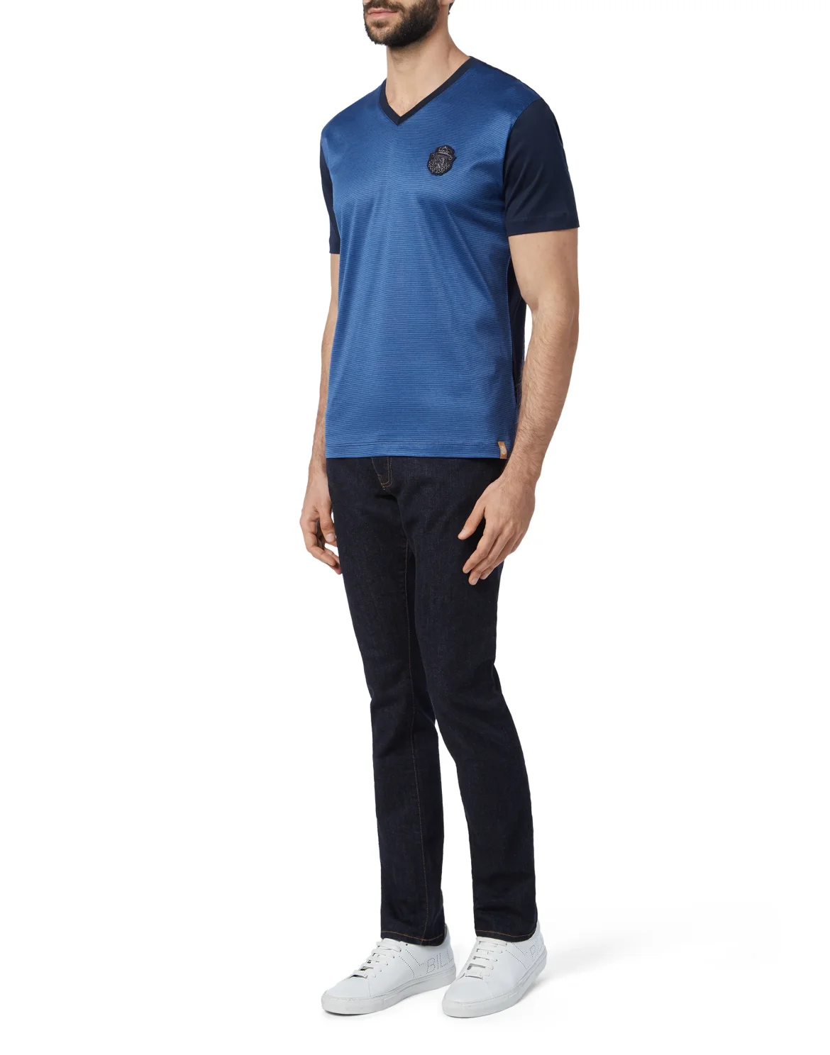 T-shirt V-Neck SS Crest, цвет: Синий