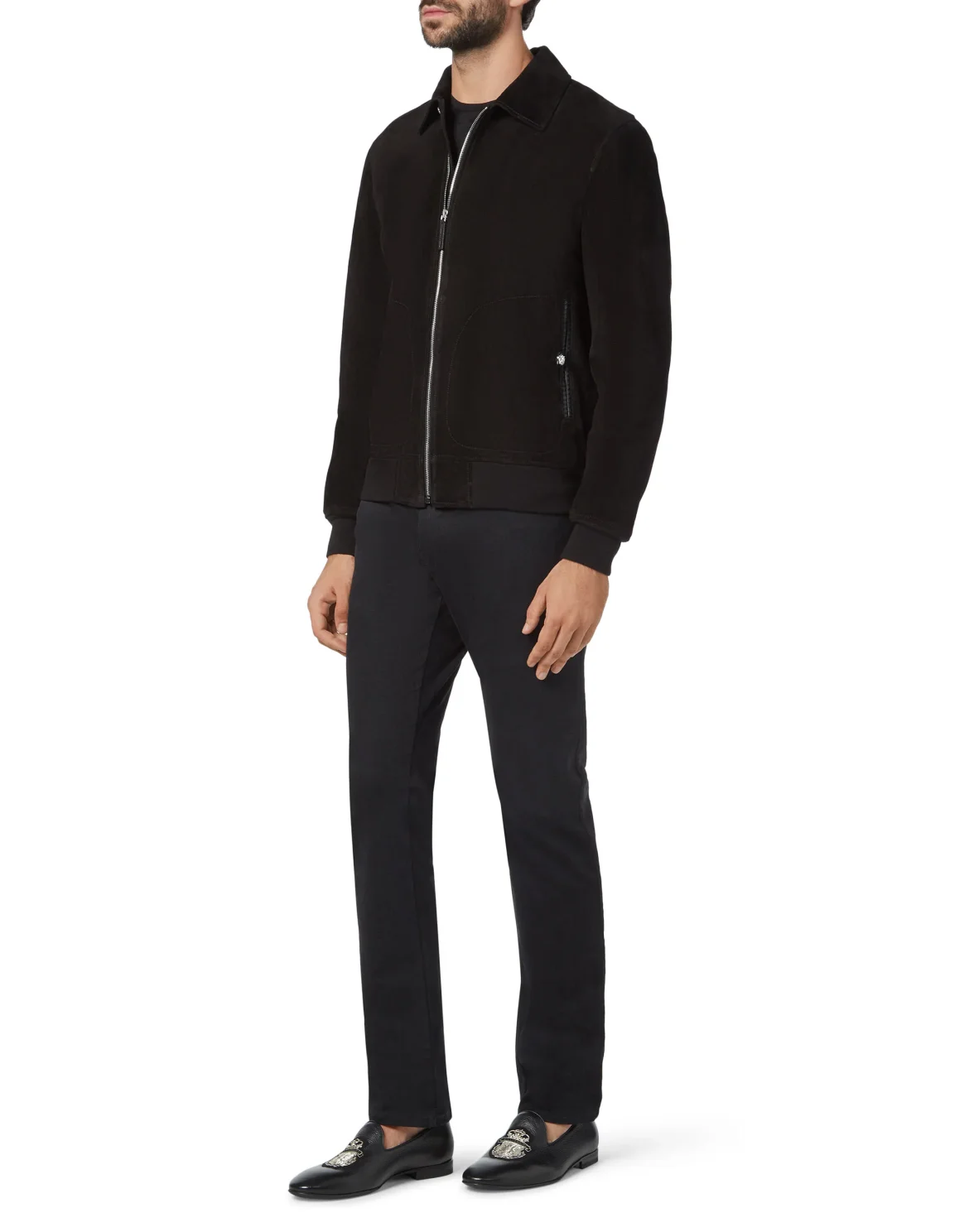 Leather Bomber Double B, цвет: Черный
