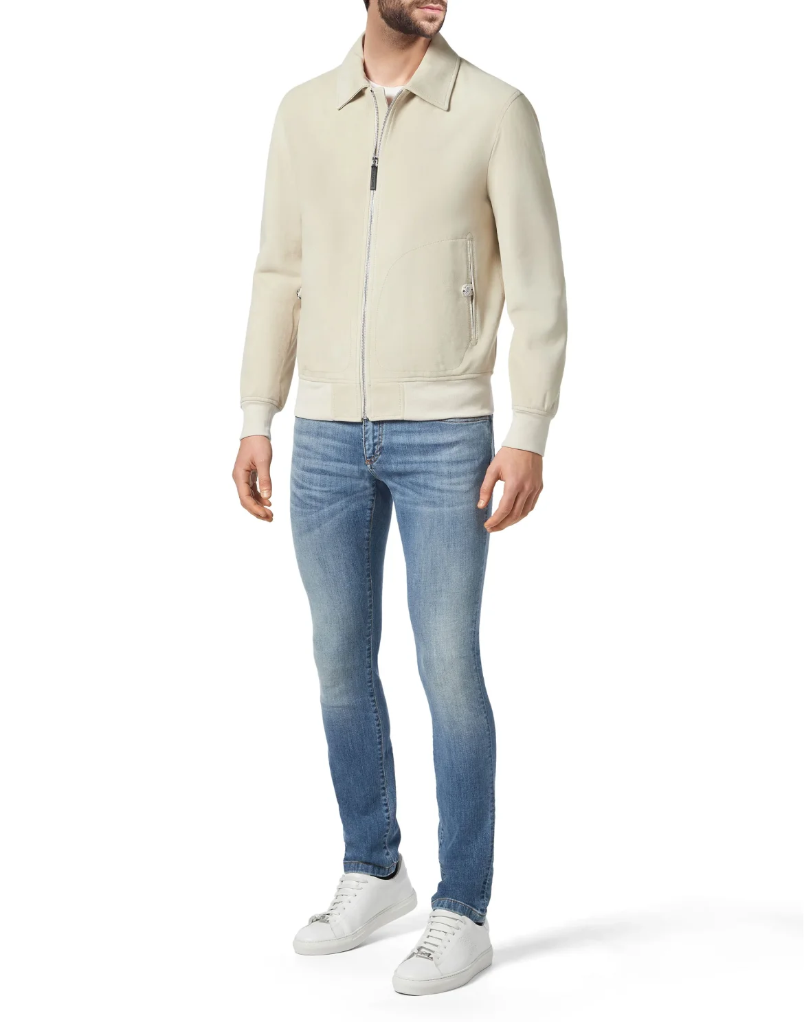 Leather Bomber Double B, цвет: Бежевый