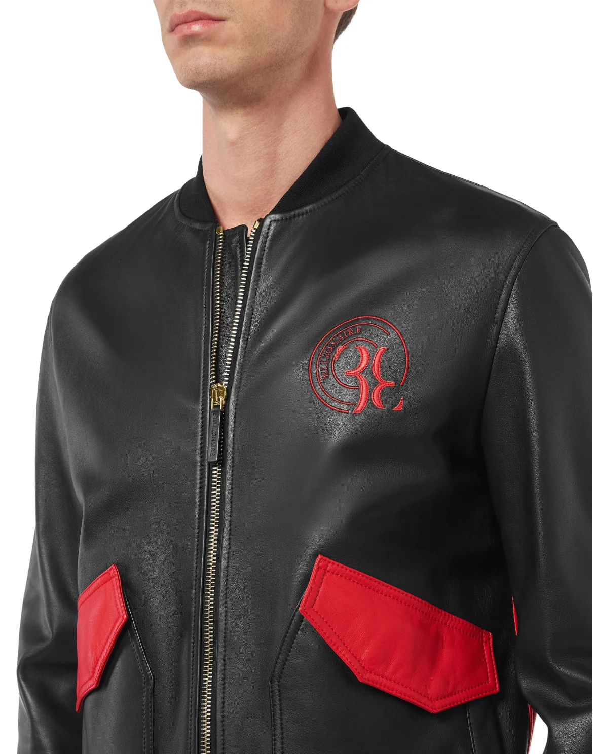 Leather Bomber Double B, цвет: Черный