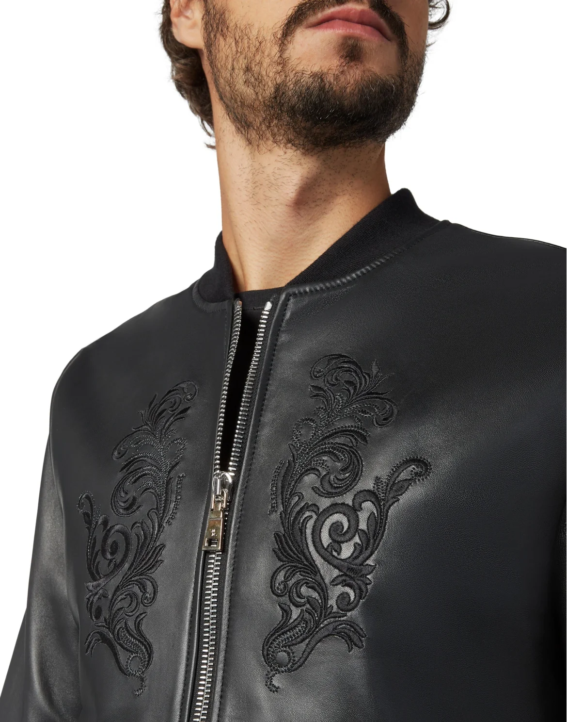 Leather Bomber Baroque, цвет: Черный