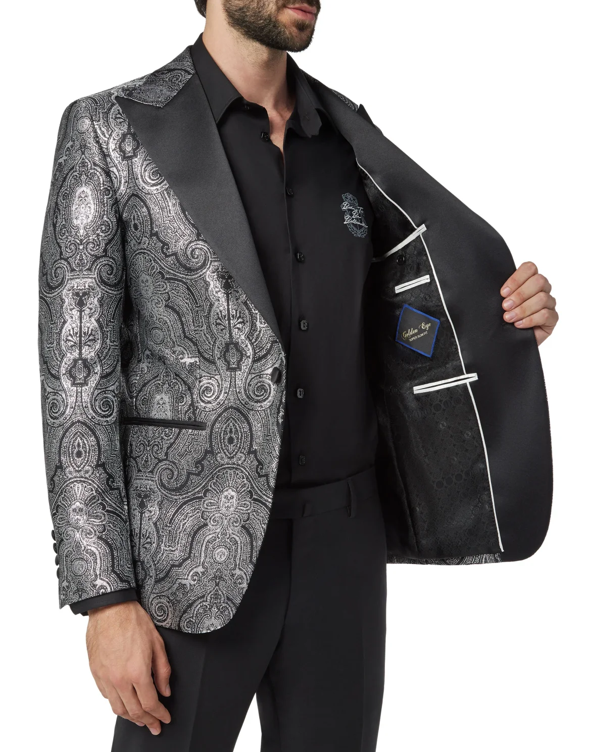 Blazer Super Slim Fit Paisley, цвет: Серебристый