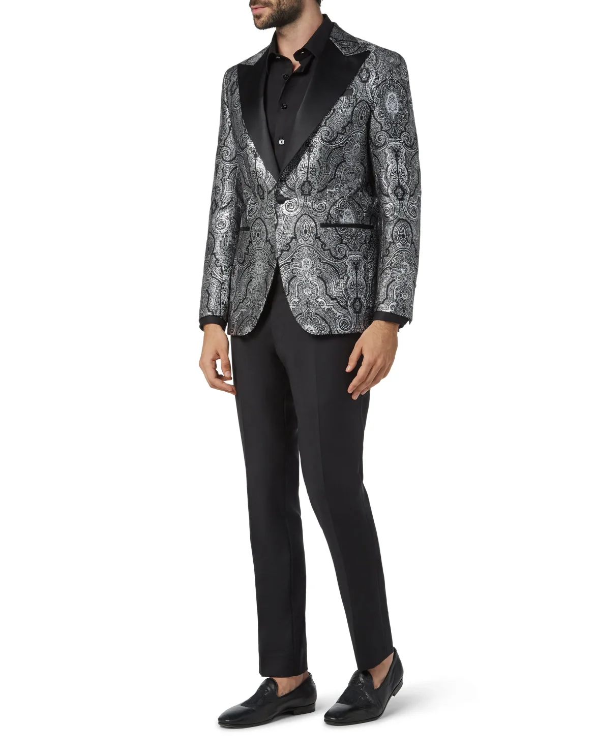 Blazer Super Slim Fit Paisley, цвет: Серебристый