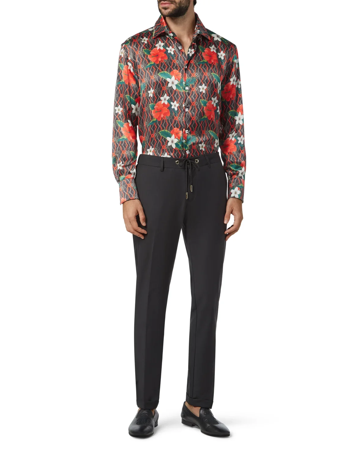 Shirt Gold Cut LS/Flavio Flowers, цвет: Черный