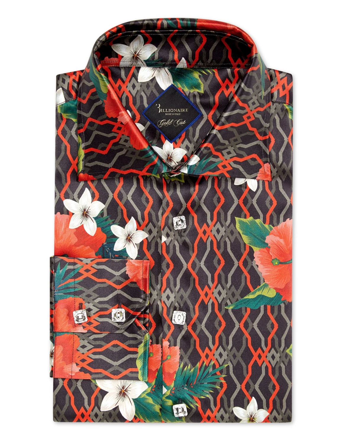 Shirt Gold Cut LS/Flavio Flowers, цвет: Черный