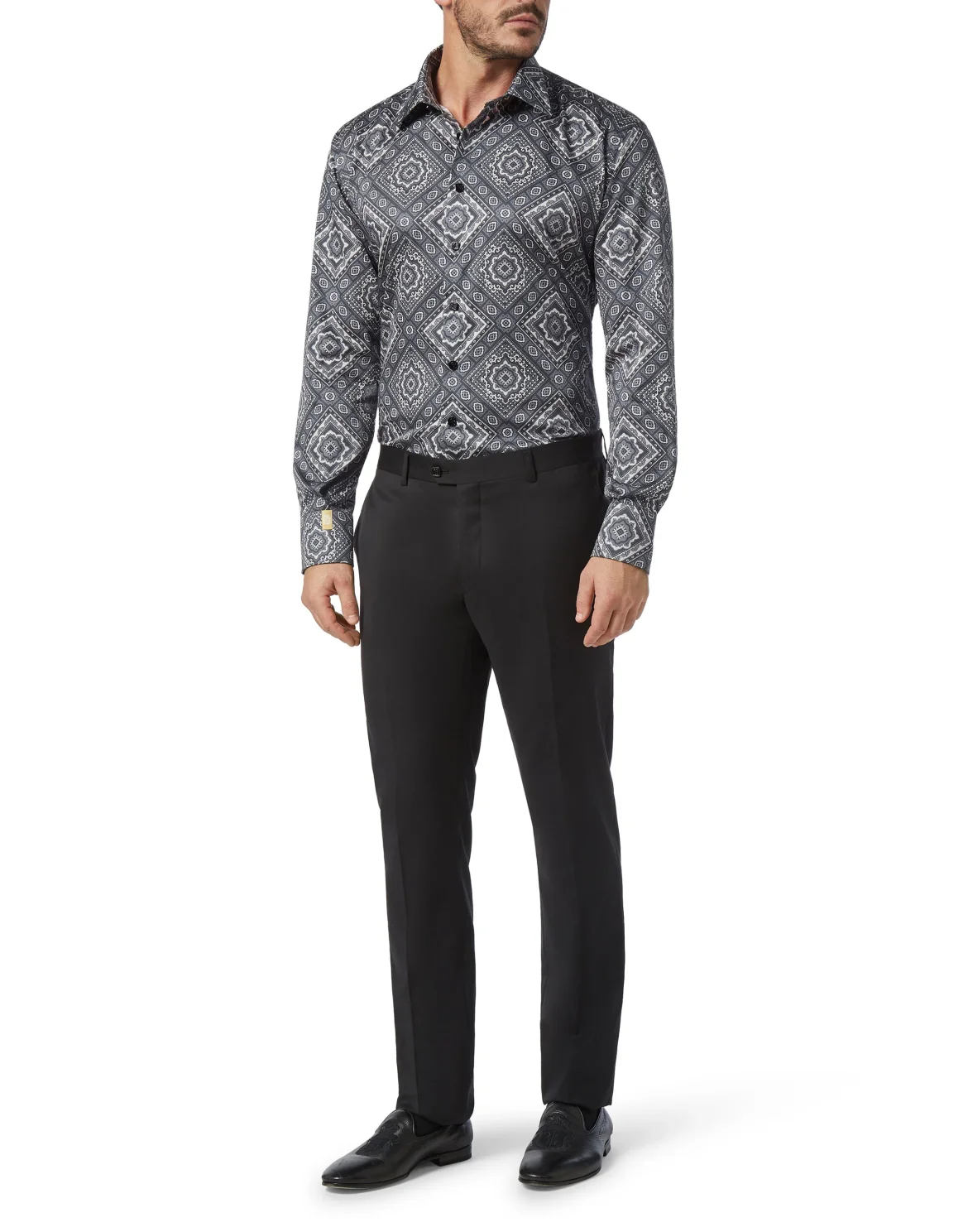 Shirt Gold Cut LS/Milano Paisley, цвет: Черный