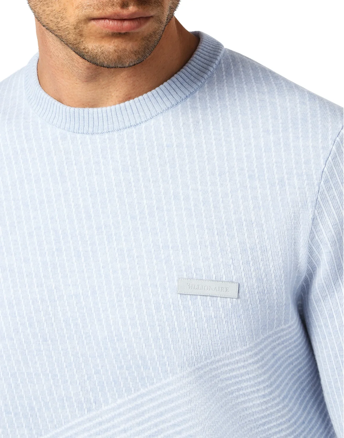 Wool and Cotton Pullover Round Neck LS Iconic, цвет: Синий