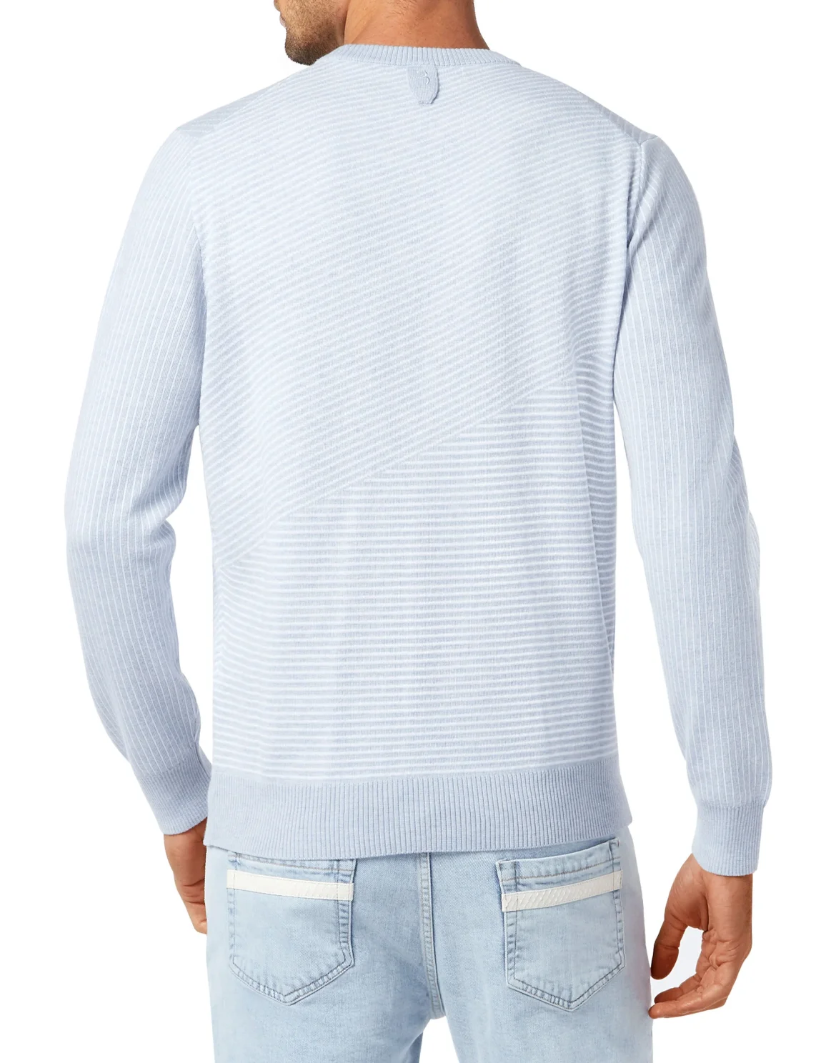 Wool and Cotton Pullover Round Neck LS Iconic, цвет: Синий