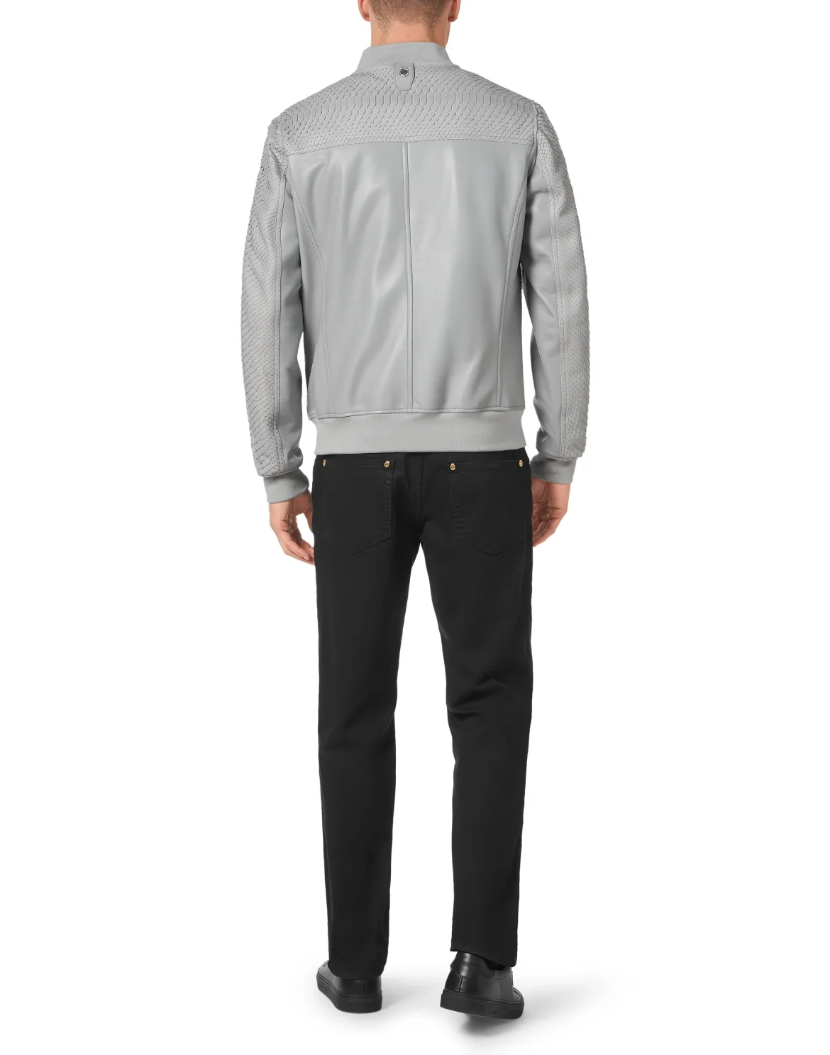Python Leather Bomber, цвет: Синий