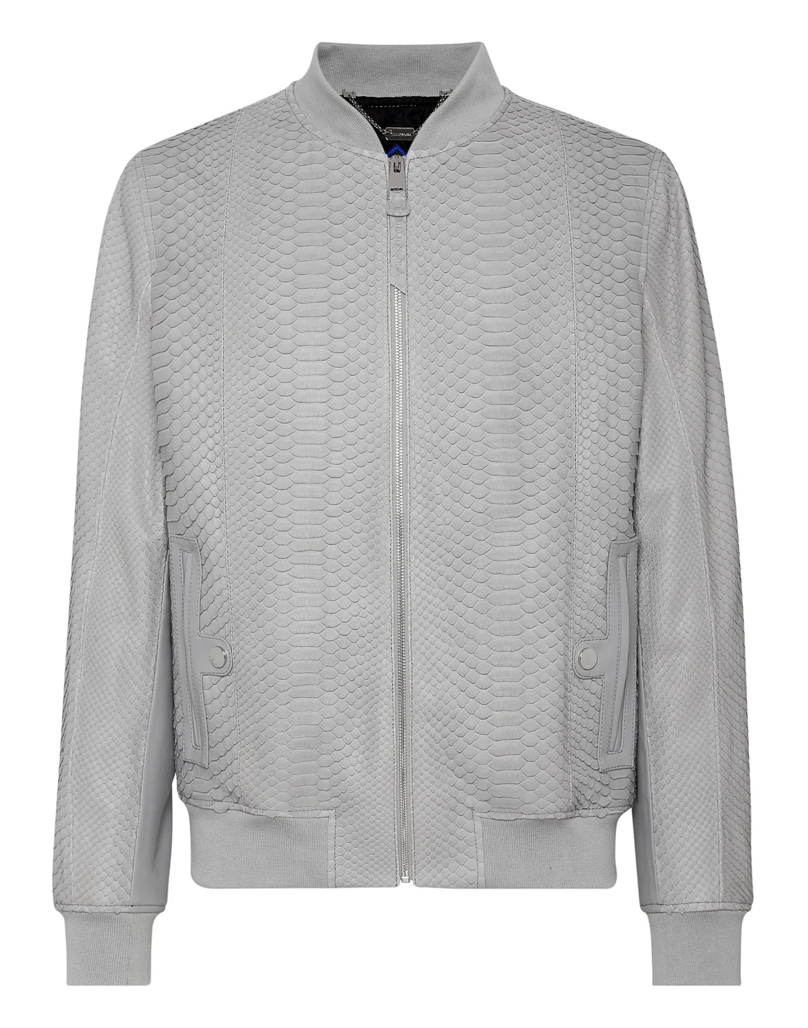 Python Leather Bomber, цвет: Синий