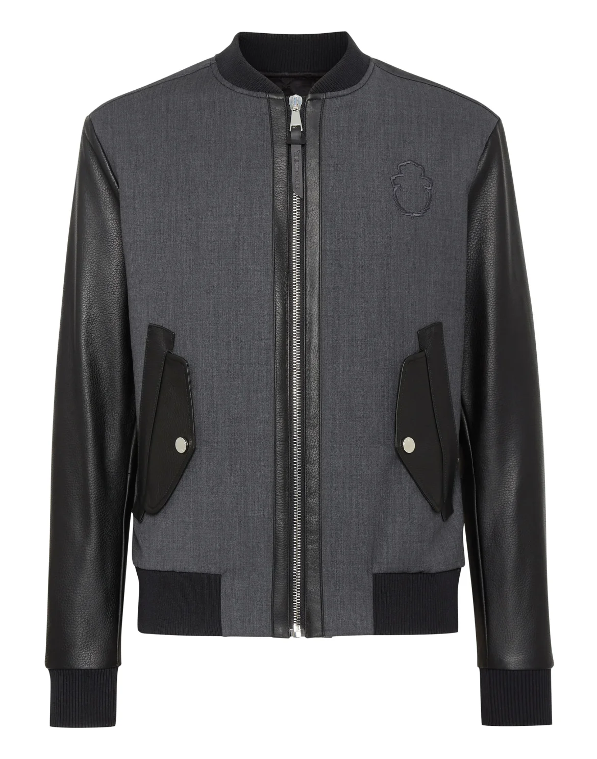Wool Bomber Leather Insert Crest, цвет: Серый
