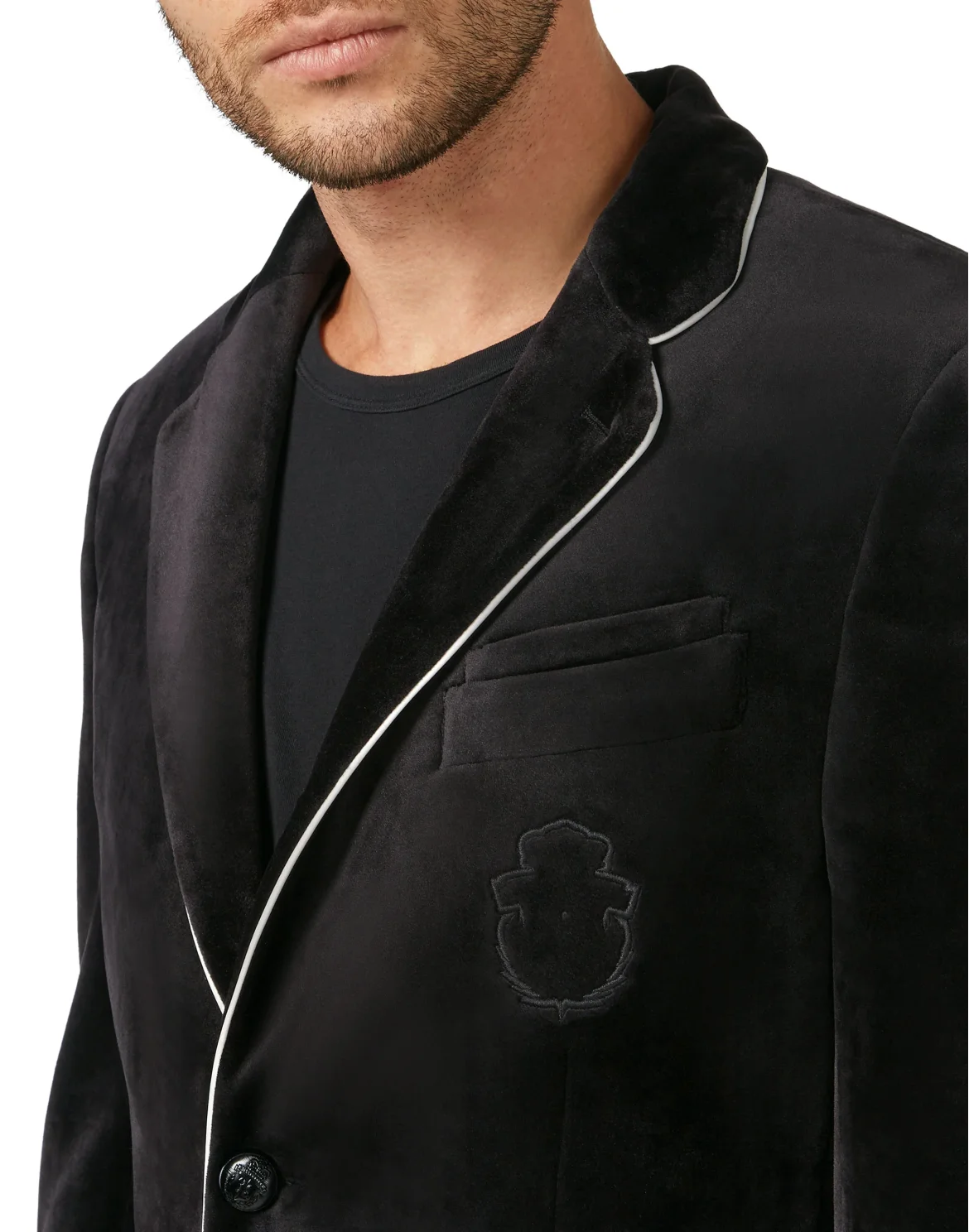 Velvet Blazer Tailored Fit Crest, цвет: Черный
