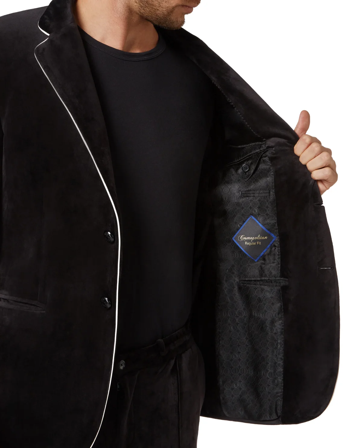 Velvet Blazer Tailored Fit Crest, цвет: Черный