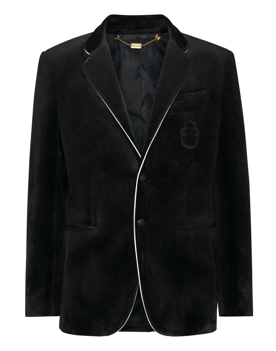 Velvet Blazer Tailored Fit Crest, цвет: Черный