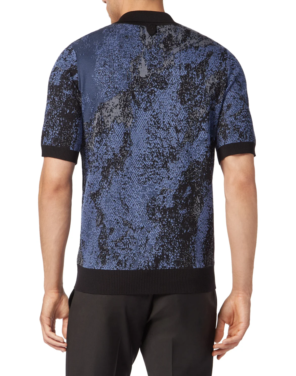 Jacquard Cotton Wool Zipped Polo Shirt, цвет: Черный