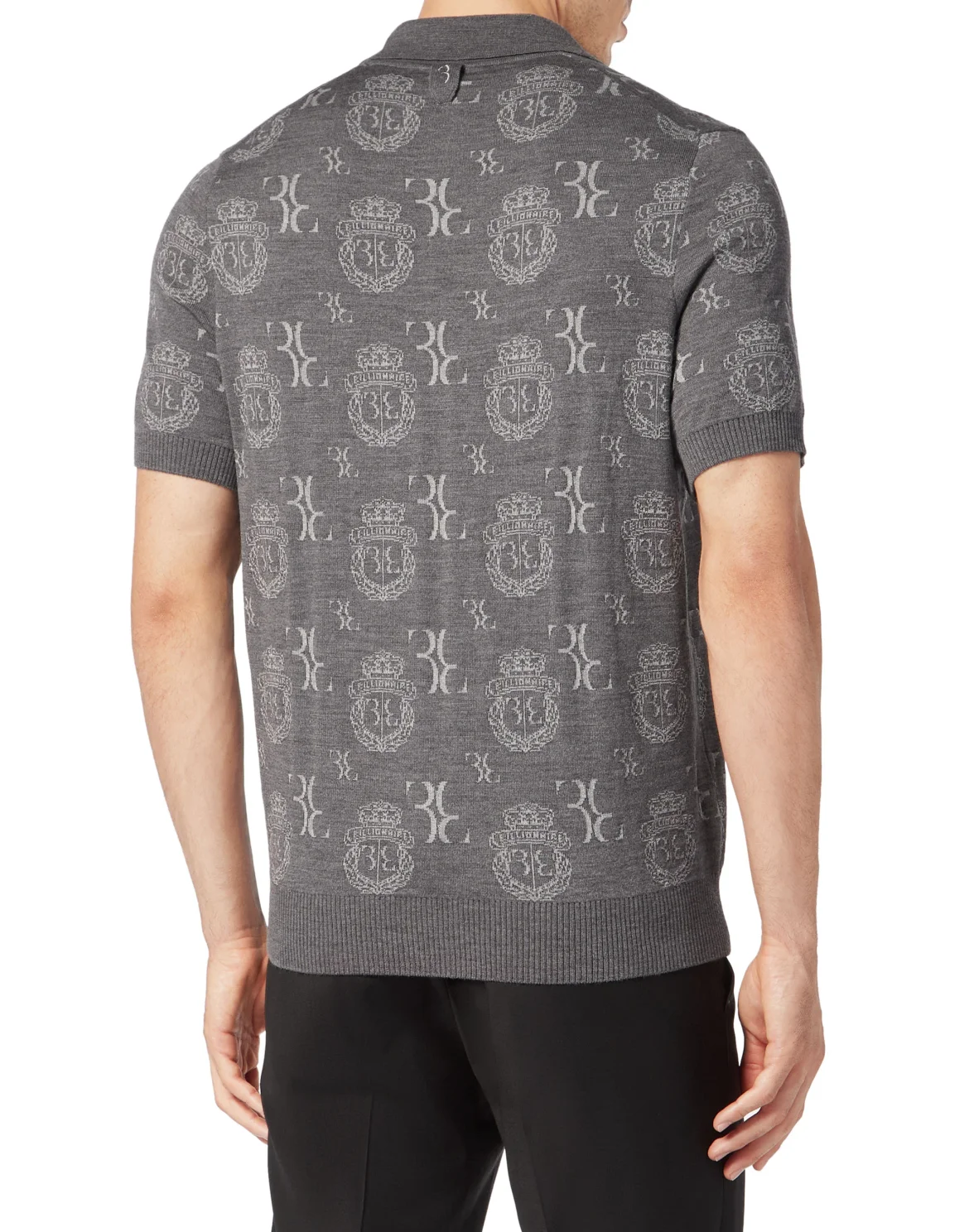Wool Silk Jacquard Polo Shirt, цвет: Серый