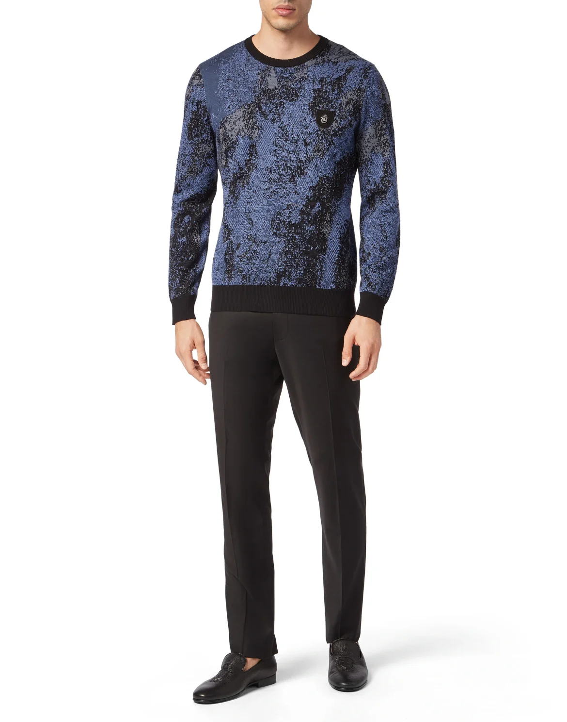 Jacquard Cotton Wool Roundneck, цвет: Черный
