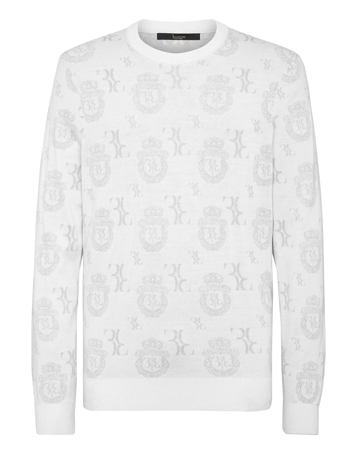 Wool Silk Jacquard Roundneck, цвет: Белый