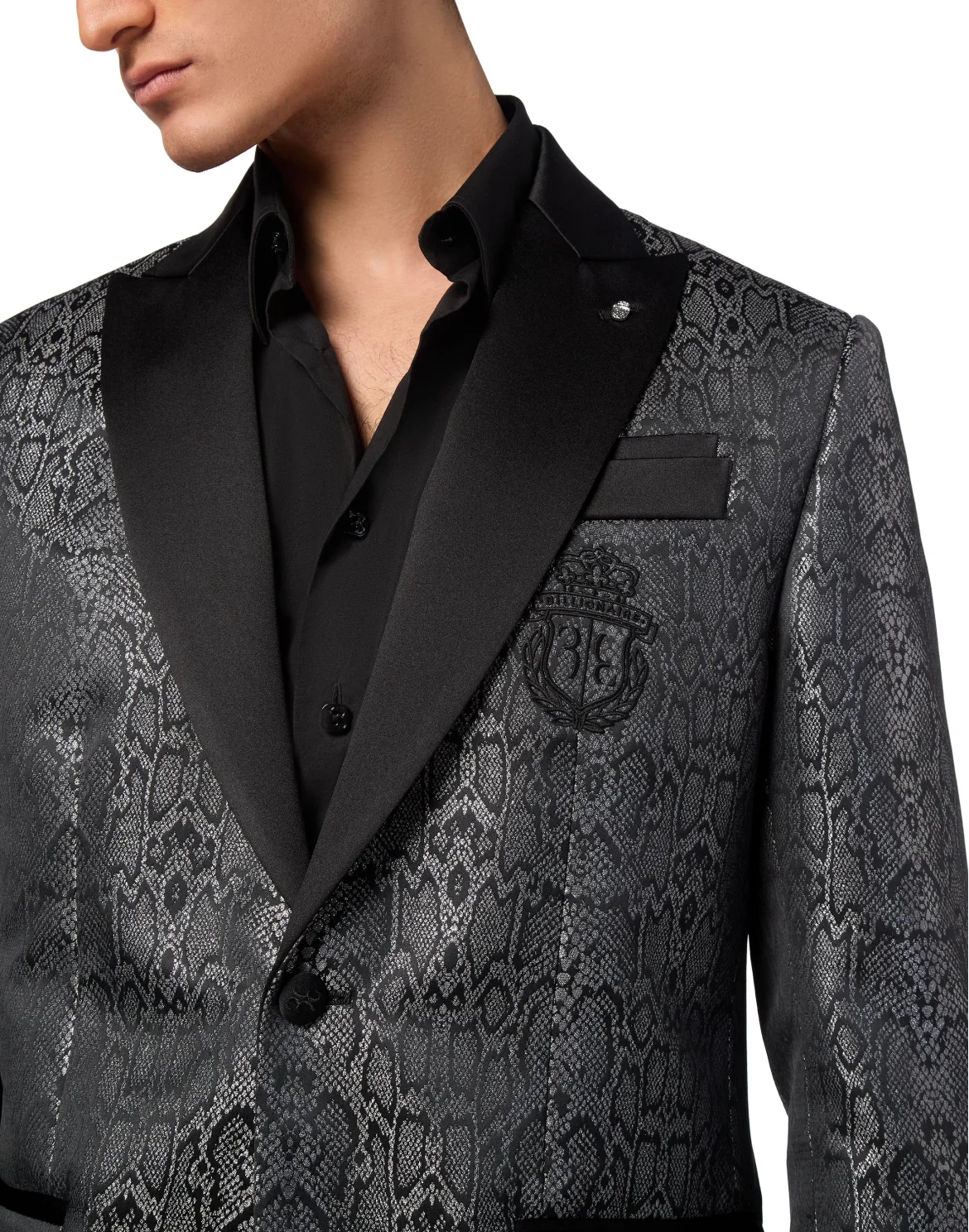 Jacquard Blazer with Satin Inserts, цвет: Серый