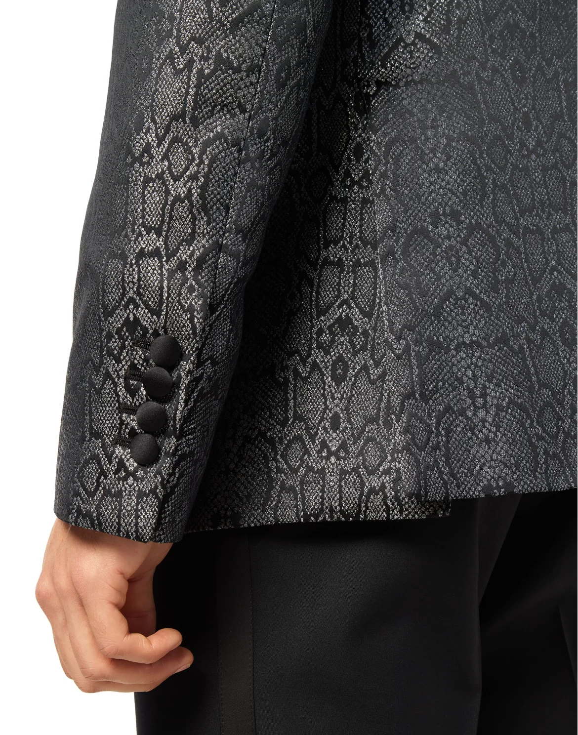 Jacquard Blazer with Satin Inserts, цвет: Серый