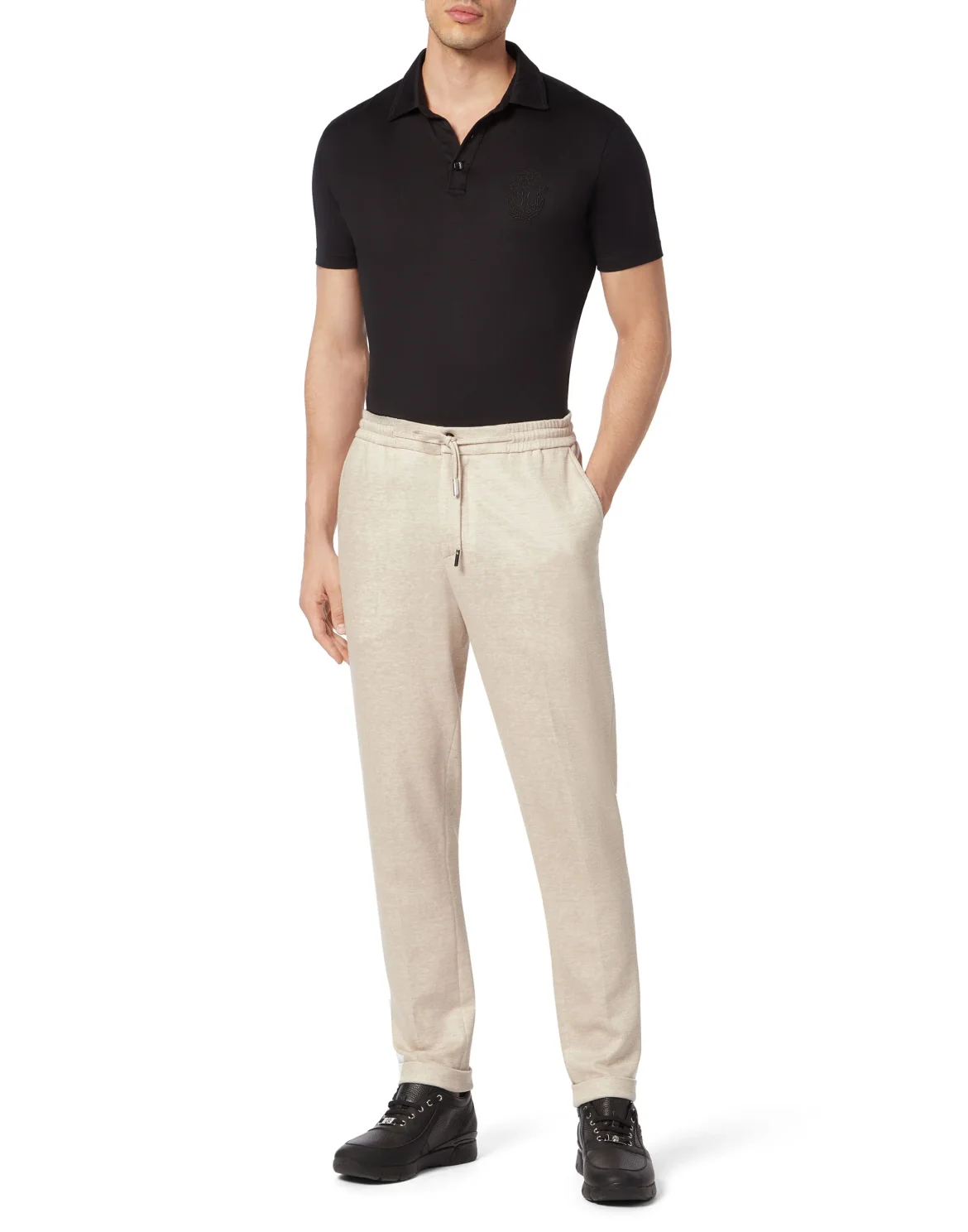 Linen Cotton Jogging Trousers, цвет: Бежевый