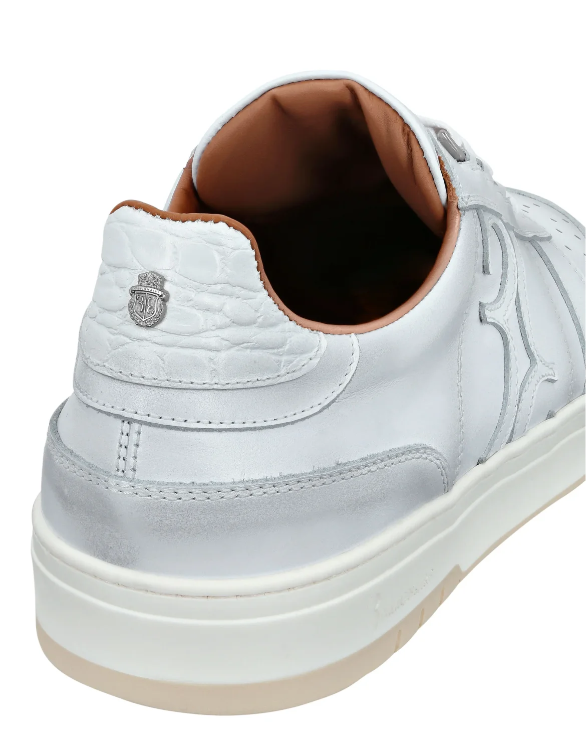 Croco Printed Leather Lo-Top Sneakers, цвет: Белый