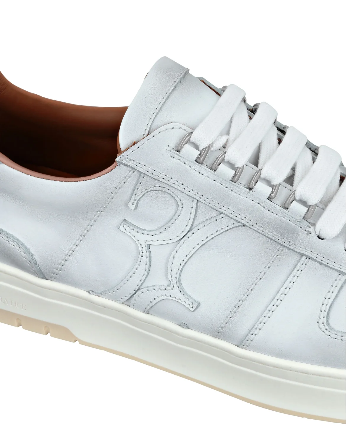 Croco Printed Leather Lo-Top Sneakers, цвет: Белый