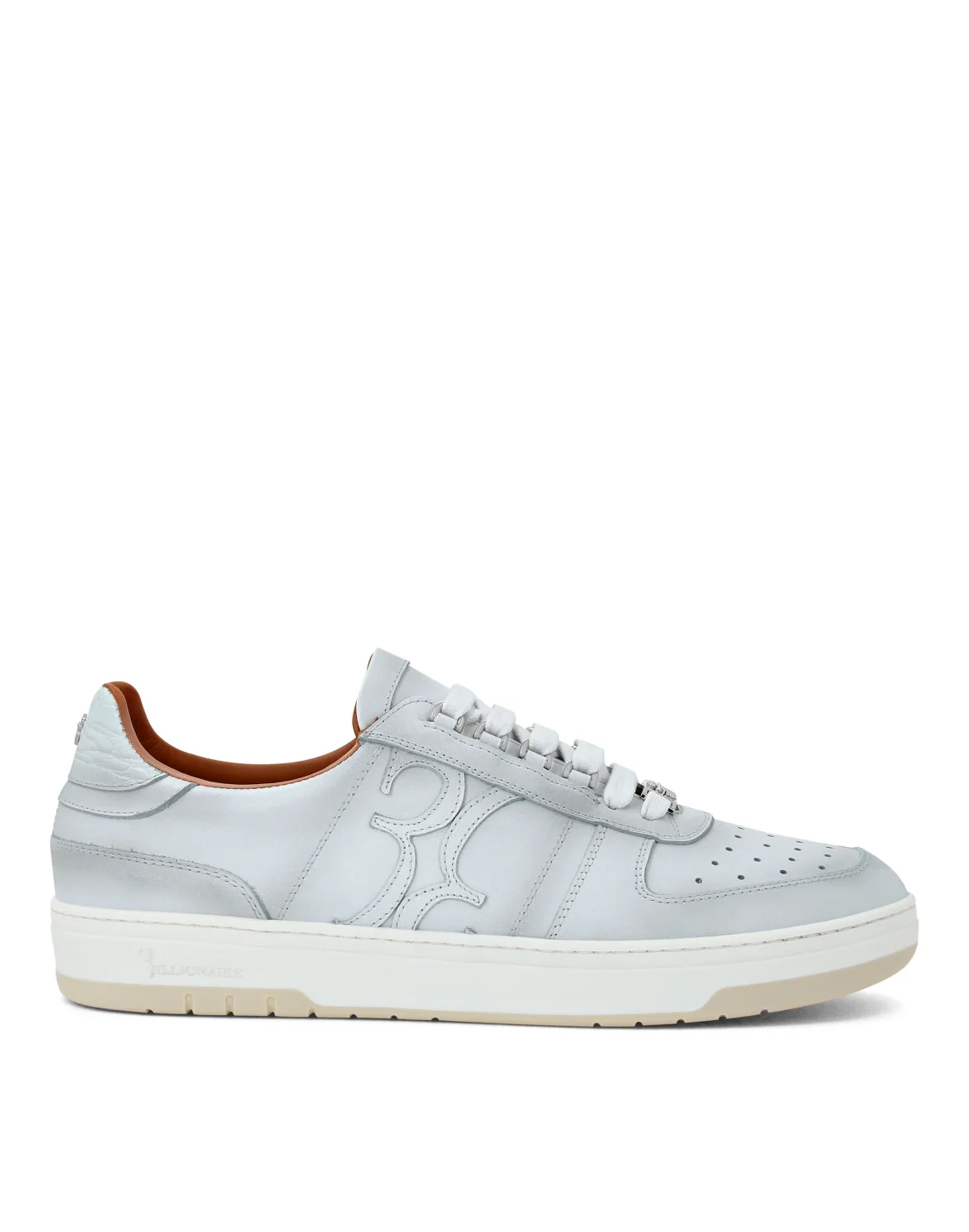 Croco Printed Leather Lo-Top Sneakers, цвет: Белый