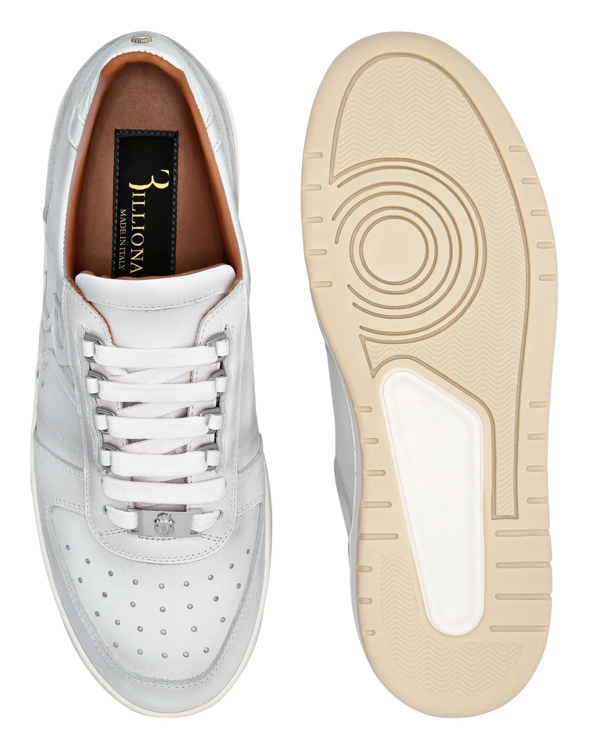 Croco Printed Leather Lo-Top Sneakers, цвет: Белый