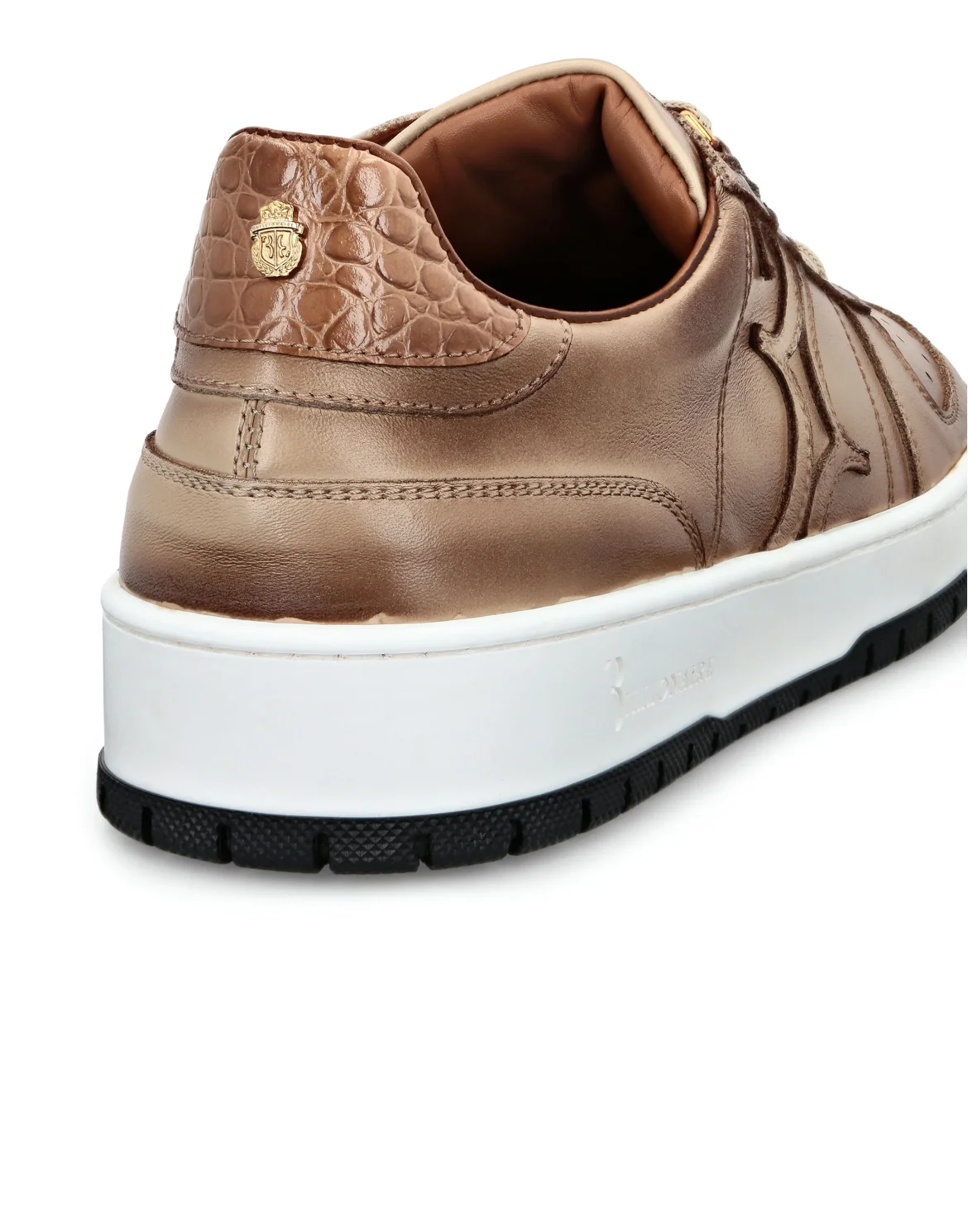 Croco Printed Leather Lo-Top Sneakers, цвет: Бежевый