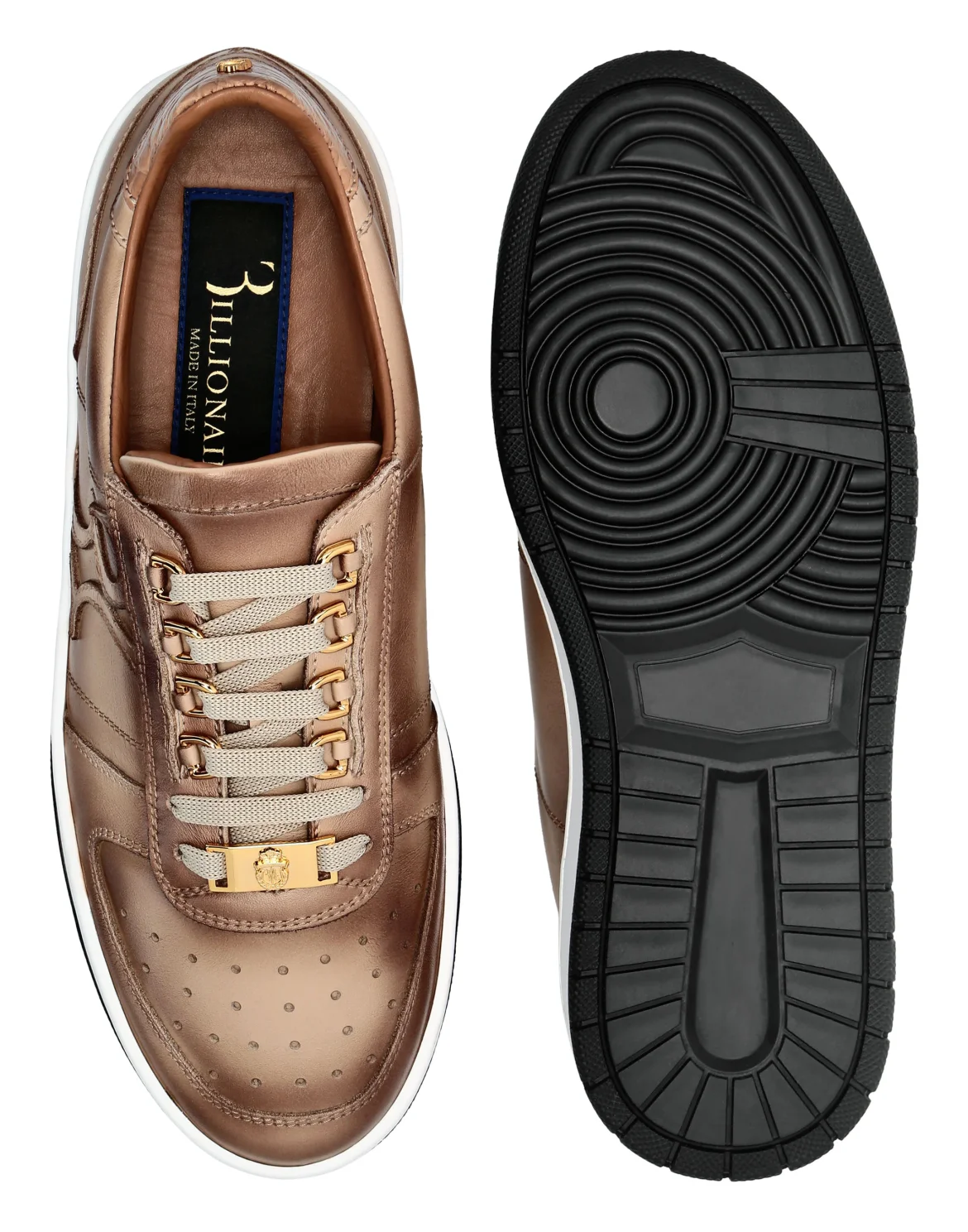 Croco Printed Leather Lo-Top Sneakers, цвет: Бежевый