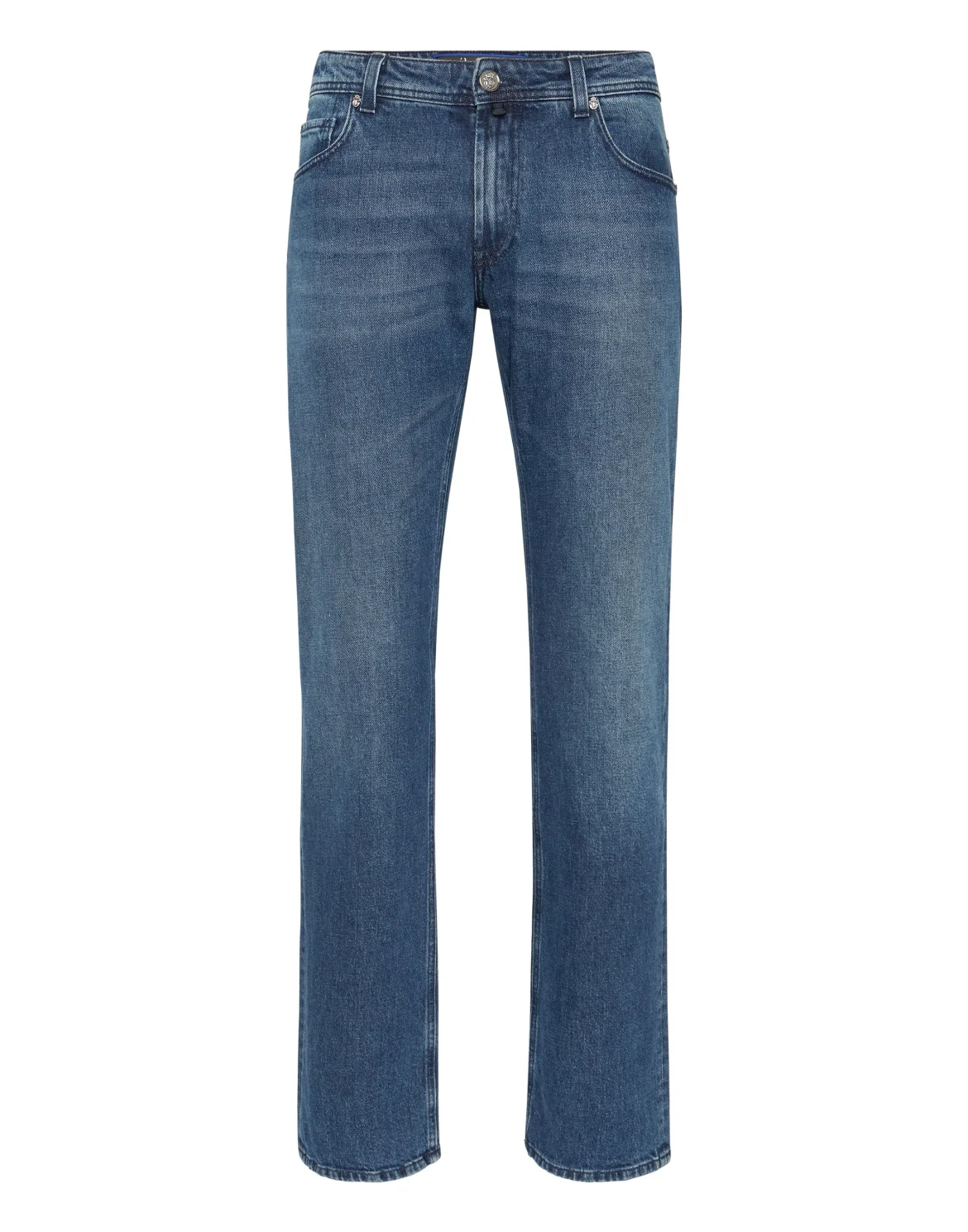 Denim Regular Fit Trousers, цвет: Синий