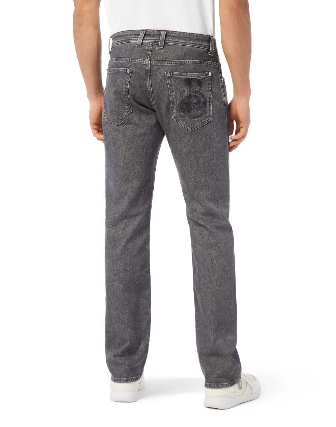Denim Regular Fit Trousers, цвет: Серый