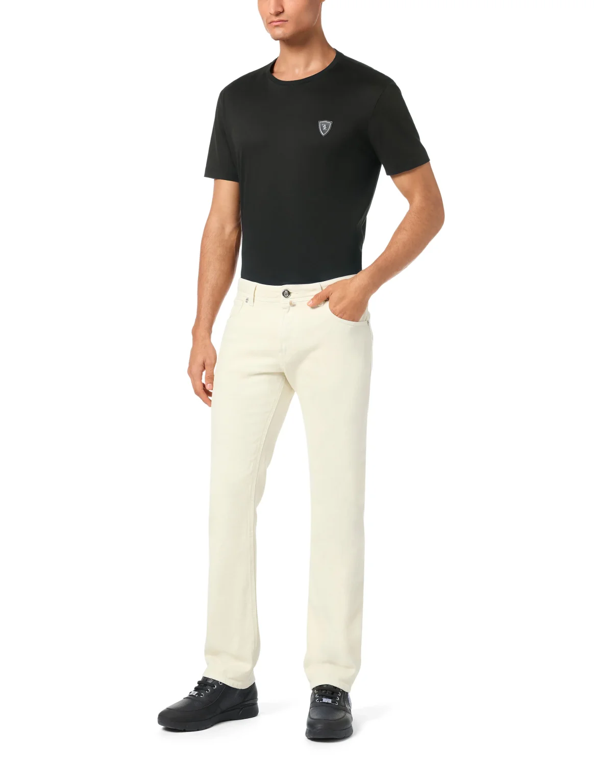 Denim Regular Fit Trousers, цвет: Бежевый
