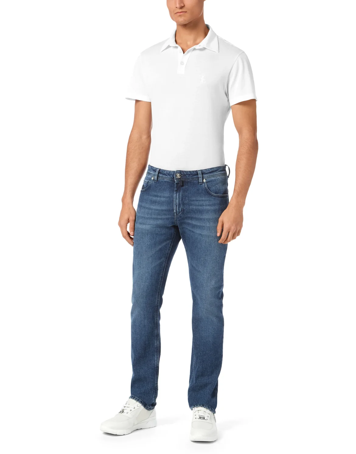 Denim Super Straight Cut Trousers, цвет: Синий