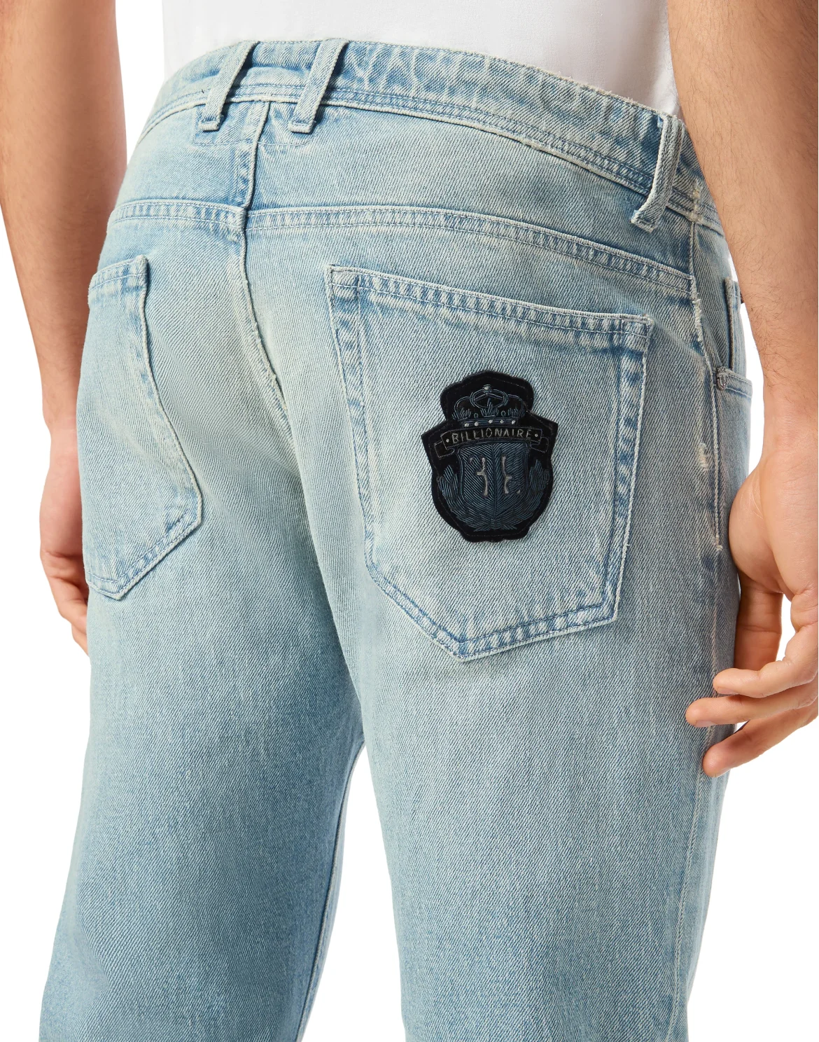Denim Super Straight Cut Trousers, цвет: Синий