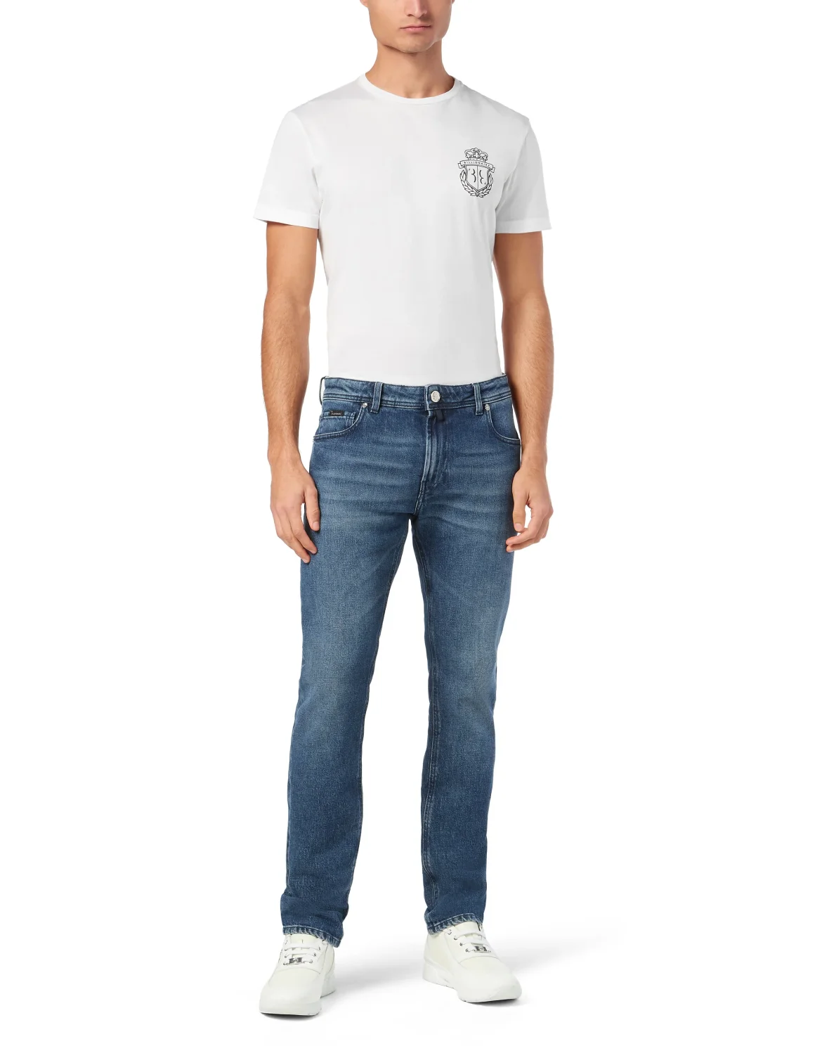 Denim Super Straight Cut Trousers, цвет: Синий