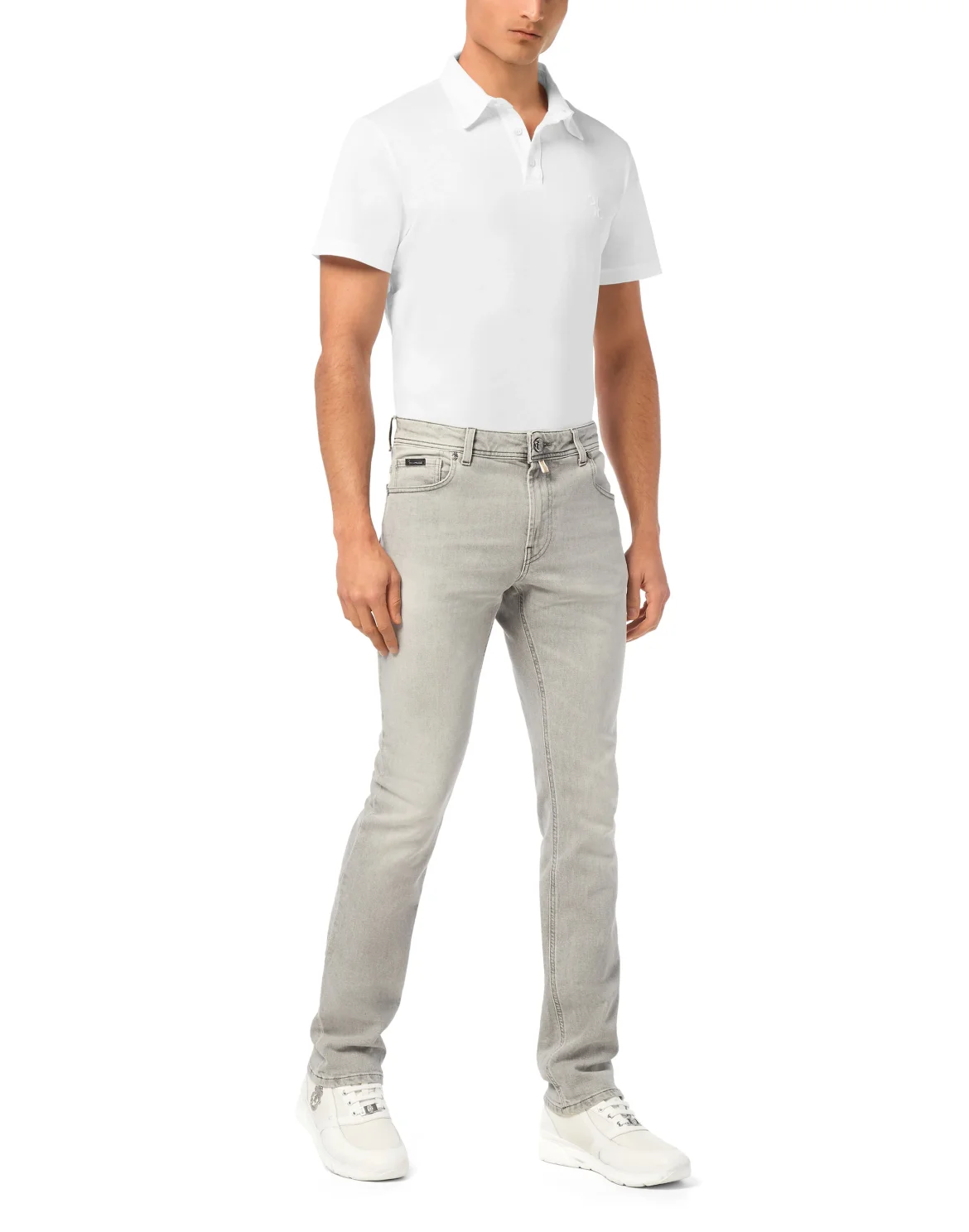 Denim Super Straight Cut Trousers, цвет: Серый