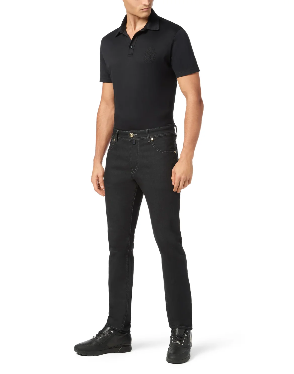 Denim Super Straight Cut Trousers, цвет: Черный