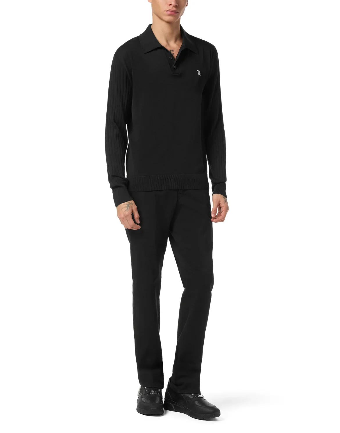 Knitted Pullover Polo-Neck LS, цвет: Черный