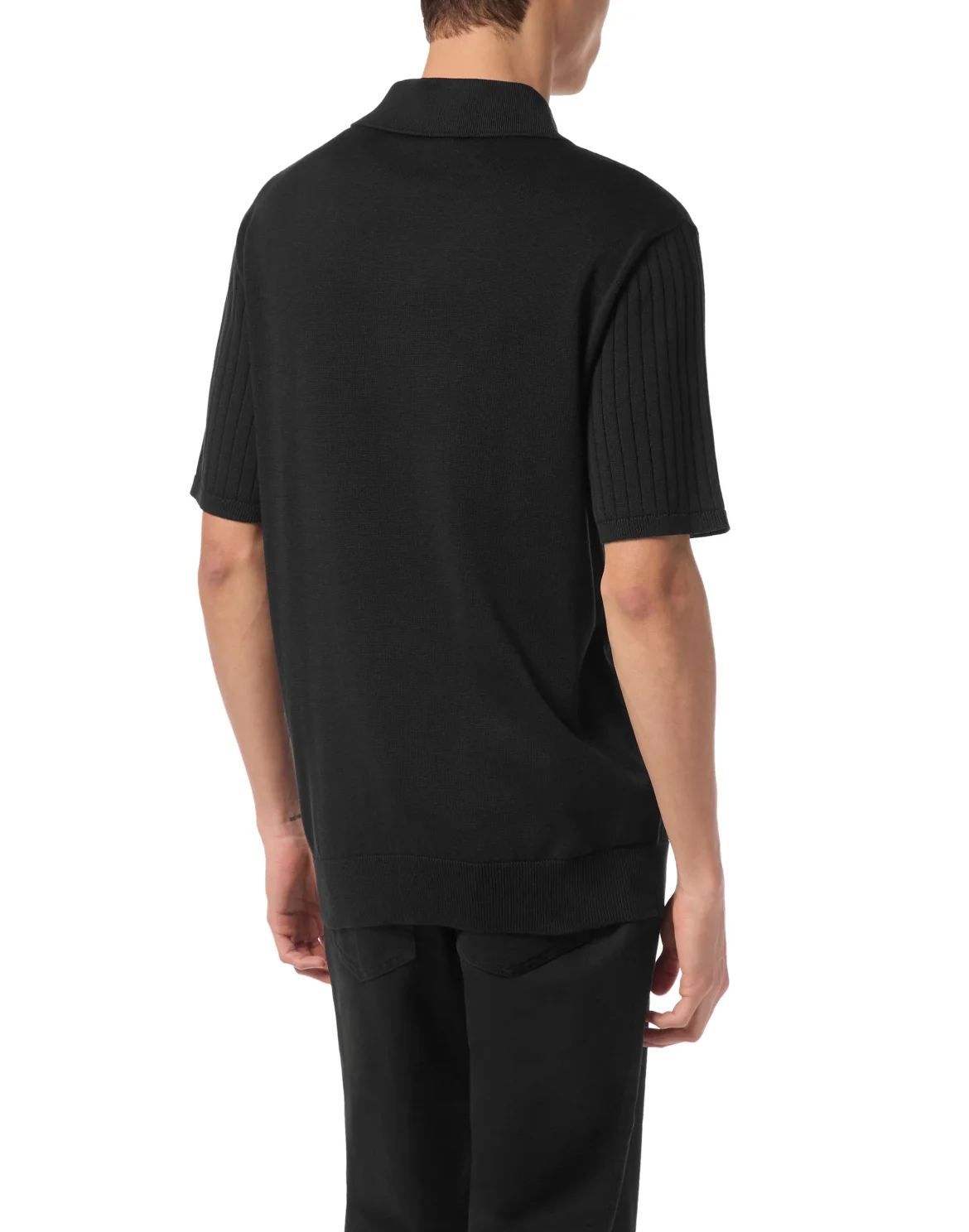 Knitted Pullover Polo-Neck SS, цвет: Черный