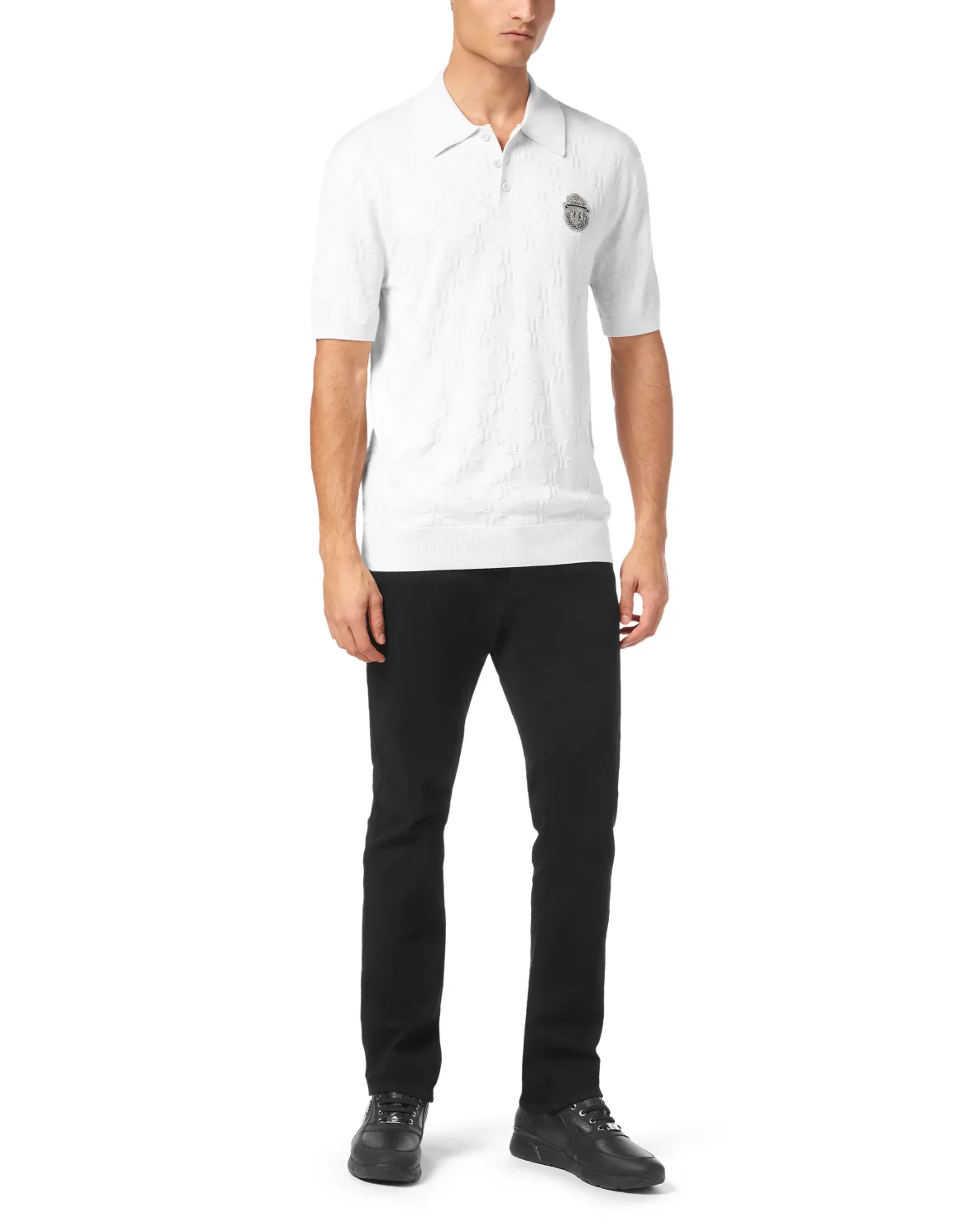 Knitted Pullover Polo-Neck SS, цвет: Белый