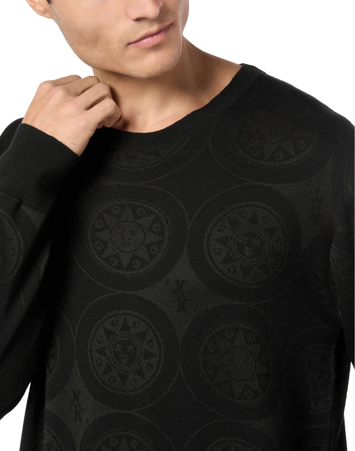 Knitted Pullover Round Neck LS, цвет: Черный