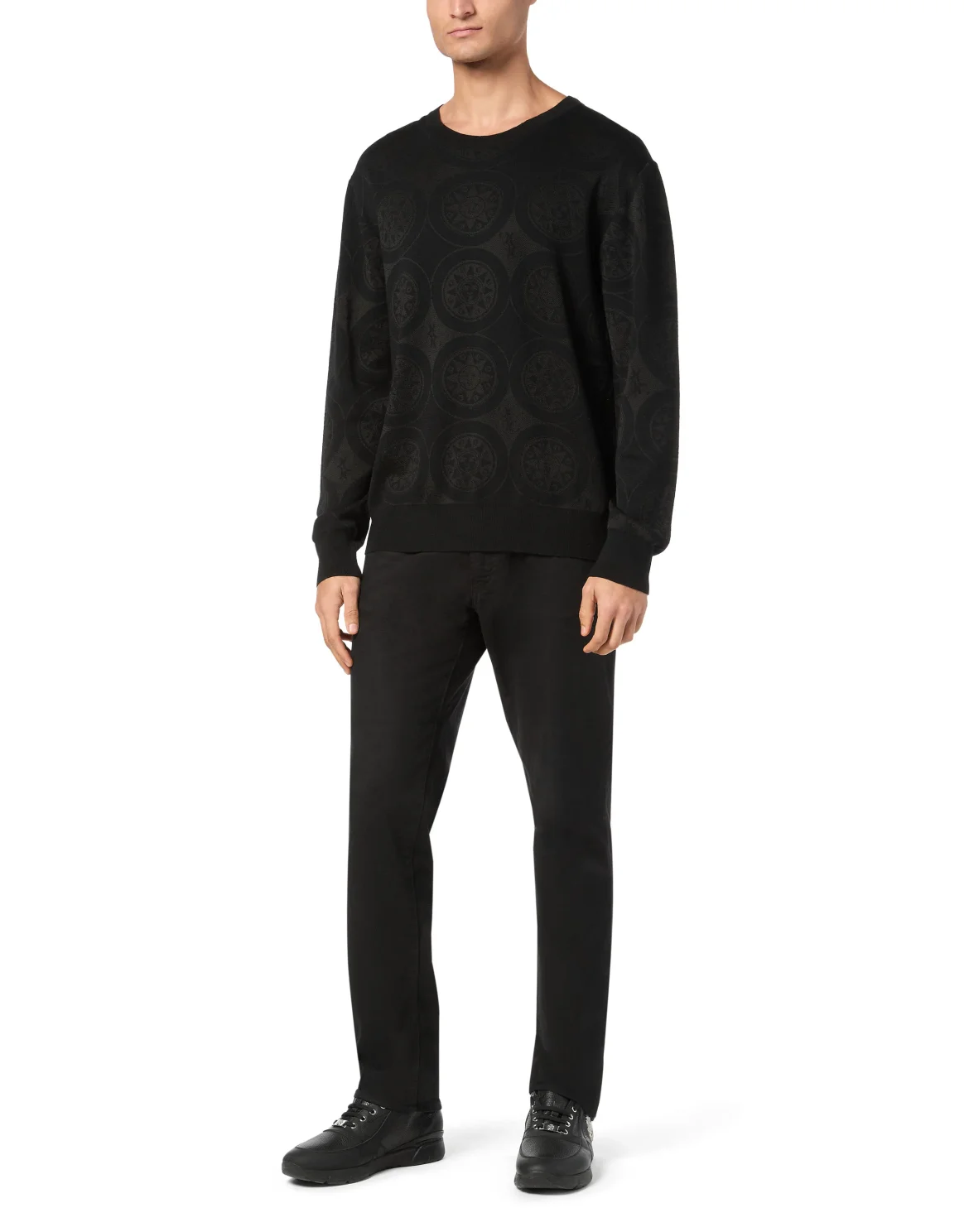 Knitted Pullover Round Neck LS, цвет: Черный
